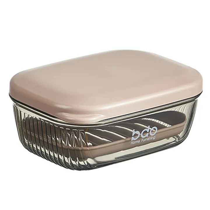 Simple clamshell drain soap box home dormitory soap box bathroom storage box with cover transparent soap box