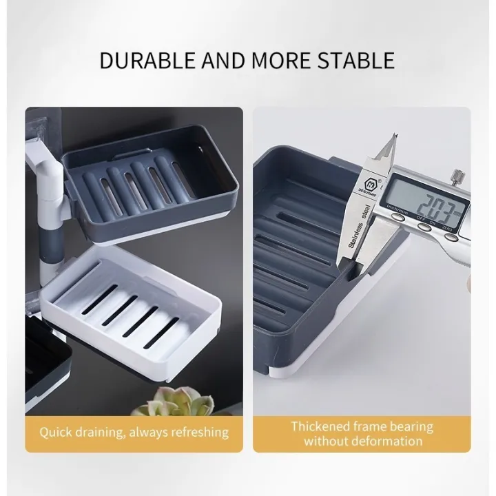 Drilling-Free Soap Holder Wall Mounted Three Layer Soap Organizer Soap Case Soap Dish Box Bathroom